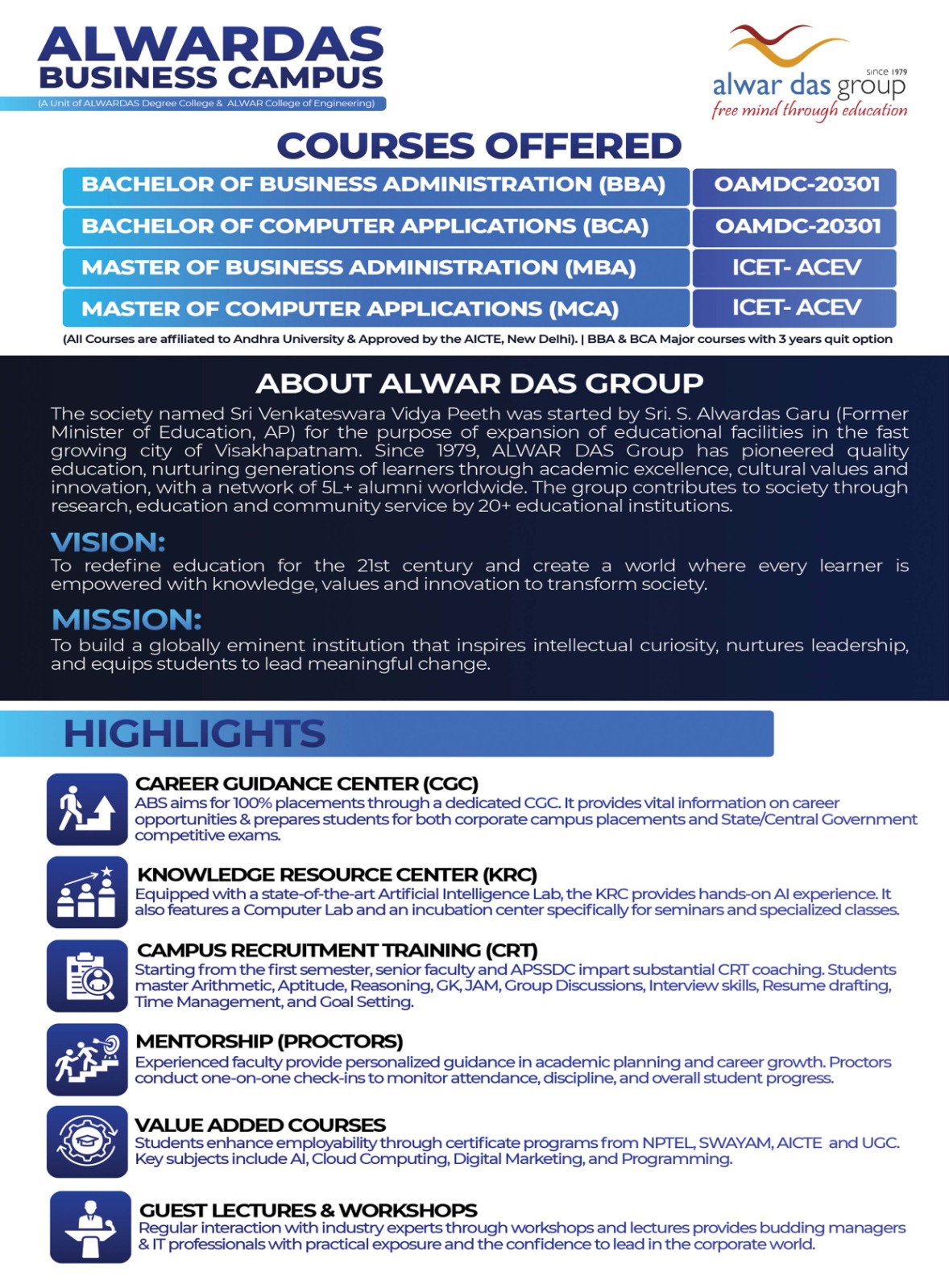 Alwardas Business School Brochure 2026-27 Page 2